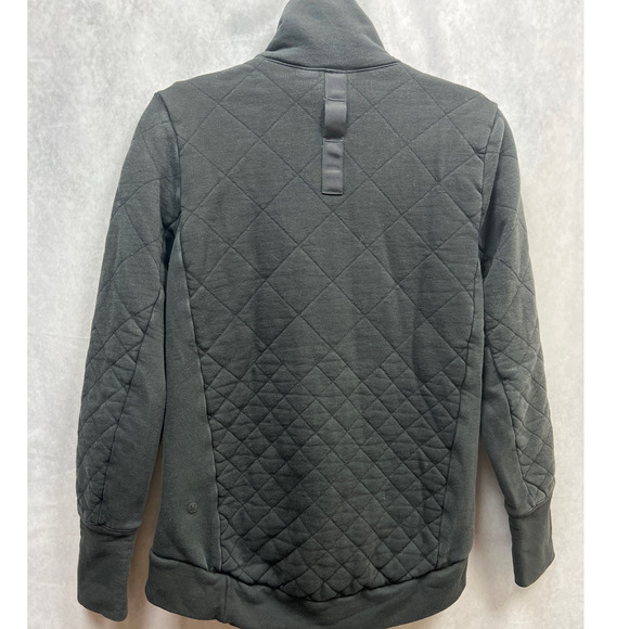 Lululemon Womens Engineered Warmth Half-Zip Pullover Emboss Black Size 4 - Picture 1 of 16